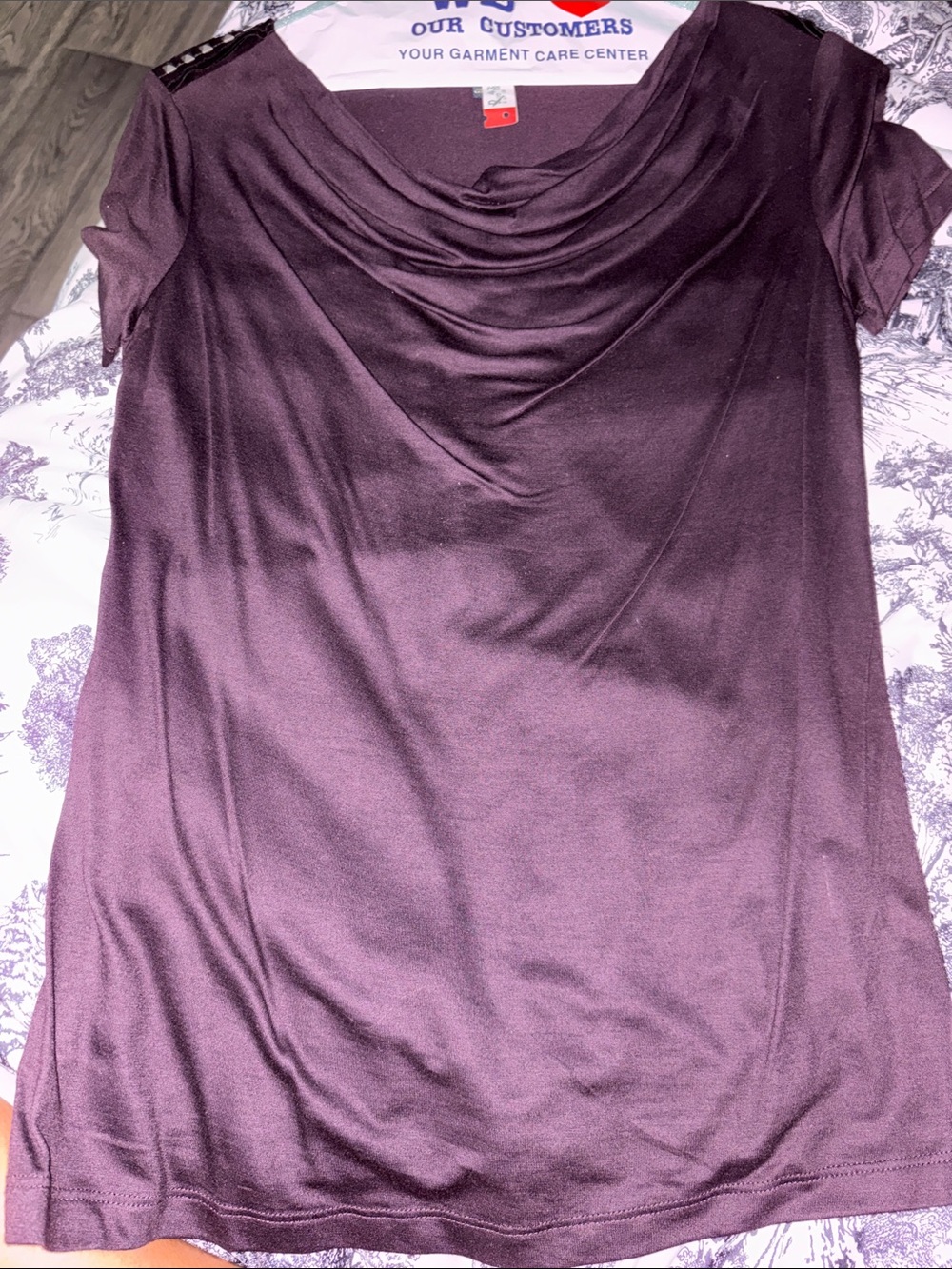 Banana Republic Plum Cowl Neck Short Sleeve Top